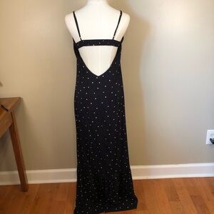 Lush Black Maxi Dress with Open Back, Tiered Hem Lagenlook Size M